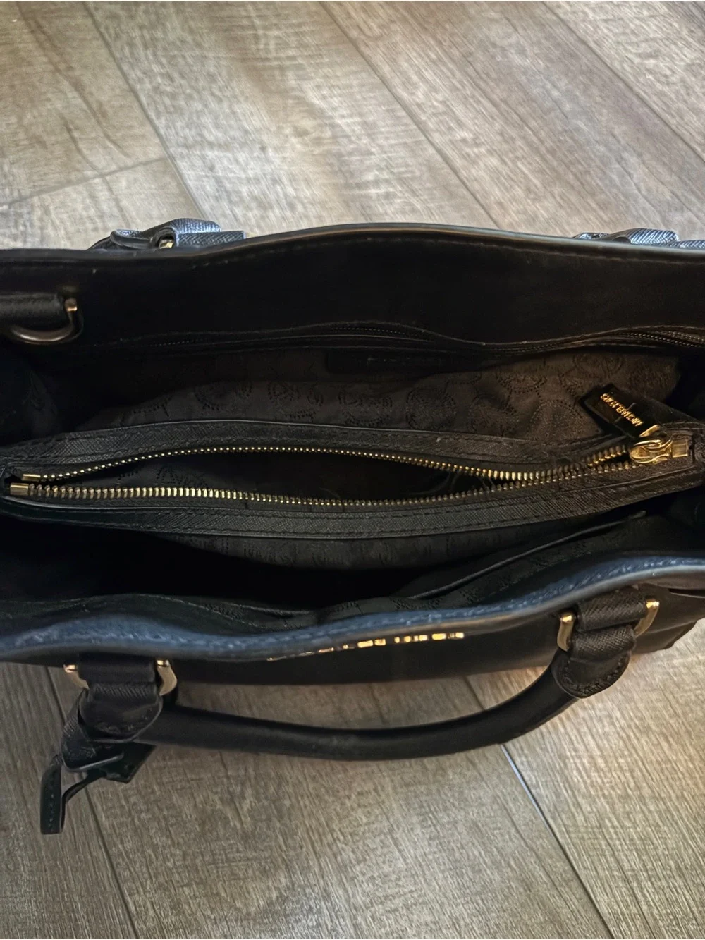 Michael Kors Black Saffiano Satchel with Gold Hardware